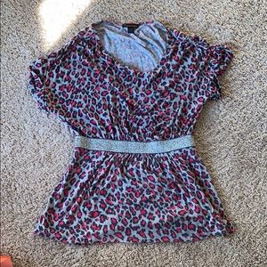 Pink leopard peplum shirt